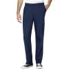 WonderWink W123 Men’s V-Neck Top & Flat Front Cargo Pocket Pant Scrub Set + Badge Reel(Navy)