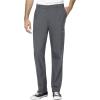 WonderWink W123 Men’s V-Neck Top & Flat Front Cargo Pocket Pant Scrub Set + Badge Reel(Pewter)