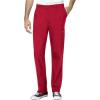 WonderWink W123 Men’s V-Neck Top & Flat Front Cargo Pocket Pant Scrub Set + Badge Reel(Red)