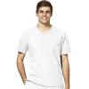 WonderWink W123 Men’s V-Neck Top & Flat Front Cargo Pocket Pant Scrub Set + Badge Reel(White)