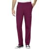 WonderWink W123 Men’s V-Neck Top & Flat Front Cargo Pocket Pant Scrub Set + Badge Reel(Wine)