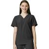 WonderWink W123 Unisex 4-Pocket Utility Top & Unisex Multi-cargo pant Scrub Set + Badge Reel(Black)
