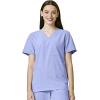 WonderWink W123 Unisex 4-Pocket Utility Top & Unisex Multi-cargo pant Scrub Set + Badge Reel(Ceil Blue)