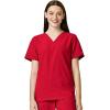WonderWink W123 Unisex 4-Pocket Utility Top & Unisex Multi-cargo pant Scrub Set + Badge Reel(Red)