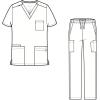 WonderWink W123 Unisex 4-Pocket Utility Top & Unisex Multi-cargo pant Scrub Set + Badge Reel(Royal)