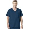 WonderWork Men’s V-neck Multi-Pocket Top & Men’s Cargo Pant Scrub Set + Badge Reel(Caribbean Blue)