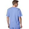 WonderWork Men’s V-neck Multi-Pocket Top & Men’s Cargo Pant Scrub Set + Badge Reel(Chocolate)