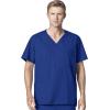 WonderWork Men’s V-neck Multi-Pocket Top & Men’s Cargo Pant Scrub Set + Badge Reel(Galaxy Blue)