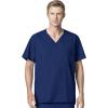WonderWork Men’s V-neck Multi-Pocket Top & Men’s Cargo Pant Scrub Set + Badge Reel(Navy)