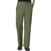 WonderWork Men’s V-neck Multi-Pocket Top & Men’s Cargo Pant Scrub Set + Badge Reel(Olive)