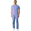 WonderWink RENEW Men’s EZ Zip Top & Men’s Straight Slim Leg Cargo Pant Scrub Set + Badge Reel(Ceil Blue)