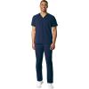 WonderWink RENEW Men’s EZ Zip Top & Men’s Straight Slim Leg Cargo Pant Scrub Set + Badge Reel(Navy)