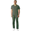 WonderWink RENEW Men’s EZ Zip Top & Men’s Straight Slim Leg Cargo Pant Scrub Set + Badge Reel(Olive)
