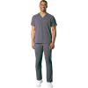 WonderWink RENEW Men’s EZ Zip Top & Men’s Straight Slim Leg Cargo Pant Scrub Set + Badge Reel(Pewter)