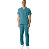 WonderWink RENEW Men’s EZ Zip Top & Men’s Straight Slim Leg Cargo Pant Scrub Set + Badge Reel(Teal)