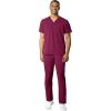 WonderWink RENEW Men’s EZ Zip Top & Men’s Straight Slim Leg Cargo Pant Scrub Set + Badge Reel(Wine)