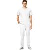 WonderWink W123 Men’s V-Neck Top & Flat Front Cargo Pocket Pant Scrub Set + Badge Reel(White)