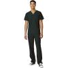 WonderWink W123 Unisex 4-Pocket Utility Top & Unisex Multi-cargo pant Scrub Set + Badge Reel(Black)