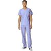 WonderWink W123 Unisex 4-Pocket Utility Top & Unisex Multi-cargo pant Scrub Set + Badge Reel(Ceil Blue)