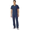 WonderWink W123 Unisex 4-Pocket Utility Top & Unisex Multi-cargo pant Scrub Set + Badge Reel(Navy)