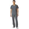 WonderWink W123 Unisex 4-Pocket Utility Top & Unisex Multi-cargo pant Scrub Set + Badge Reel(Pewter)
