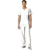 WonderWink W123 Unisex 4-Pocket Utility Top & Unisex Multi-cargo pant Scrub Set + Badge Reel(White)