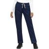 WonderWink WORK Women’s Shaped V-Neck Top & Women’s Convertible Slim Leg Cargo Pant Scrub Set + Badge Reel(Navy)