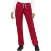 WonderWink WORK Women’s Shaped V-Neck Top & Women’s Convertible Slim Leg Cargo Pant Scrub Set + Badge Reel(Red)