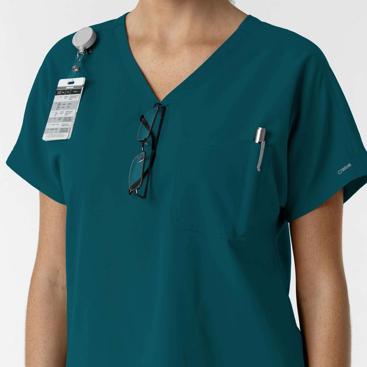 imageWink Womens Womens Drop Shoulder Tunic Scrub TopCaribbean