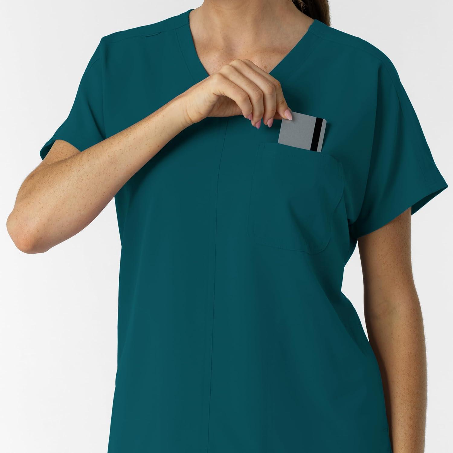 imageWink Womens Womens Drop Shoulder Tunic Scrub TopCaribbean