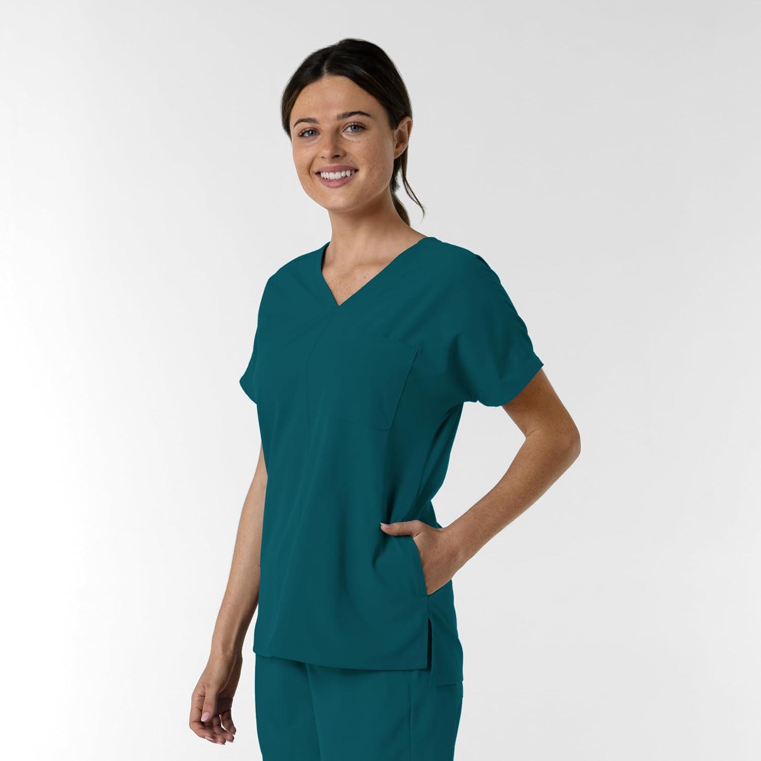 imageWink Womens Womens Drop Shoulder Tunic Scrub TopCaribbean