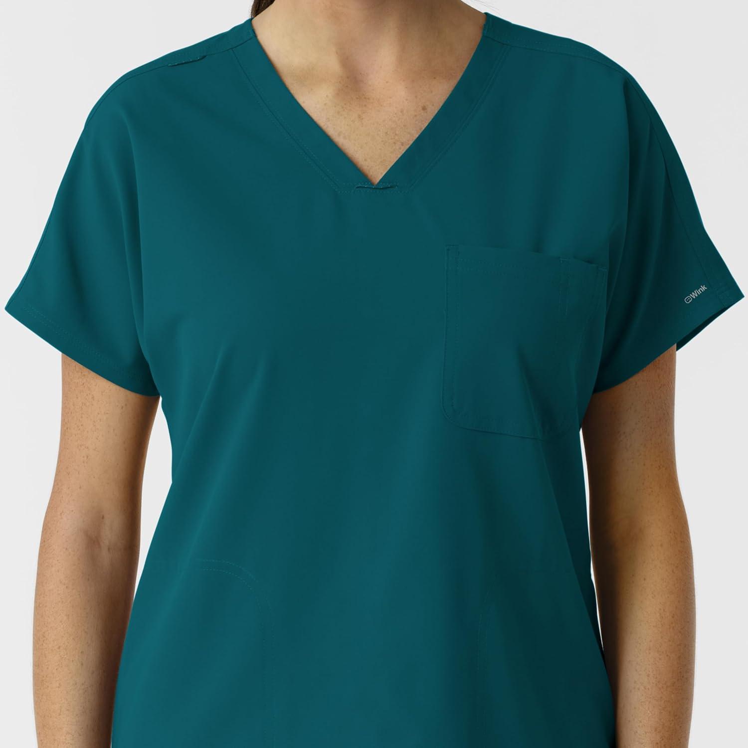 imageWink Womens Womens Drop Shoulder Tunic Scrub TopCaribbean