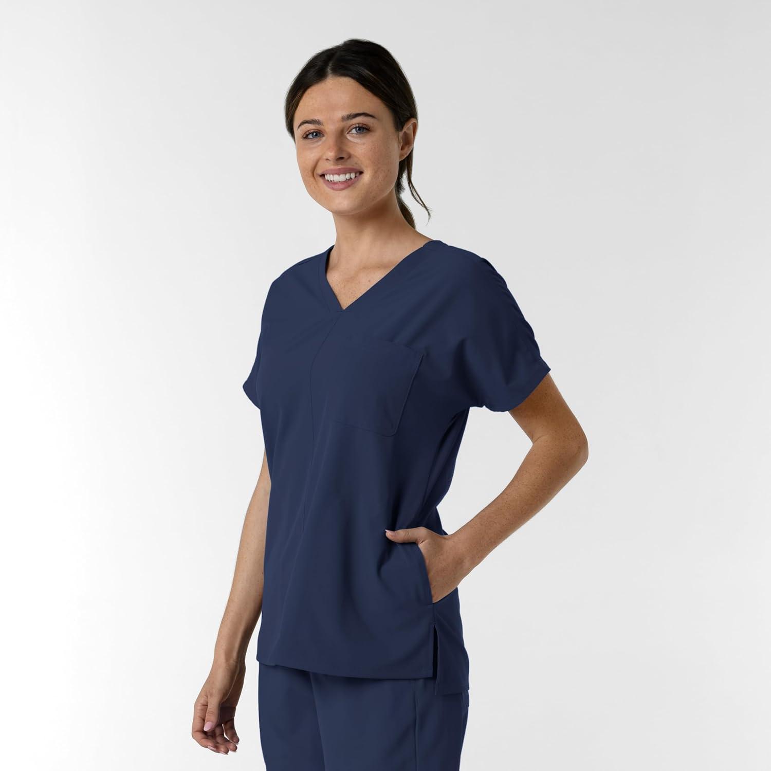imageWink Womens Womens Drop Shoulder Tunic Scrub TopNavy