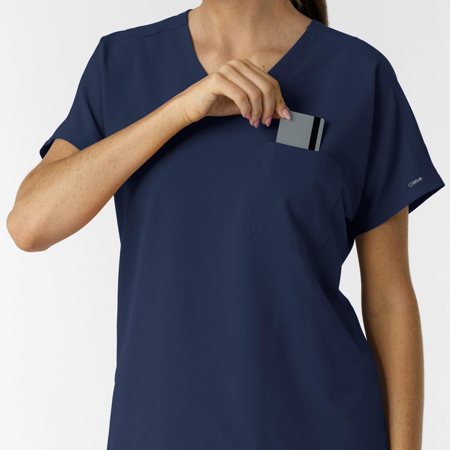 imageWink Womens Womens Drop Shoulder Tunic Scrub TopNavy