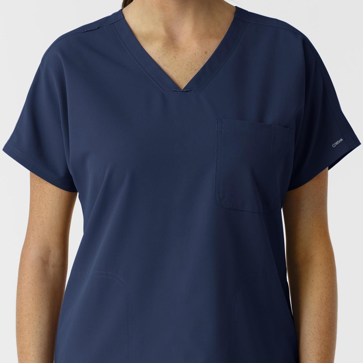 imageWink Womens Womens Drop Shoulder Tunic Scrub TopNavy