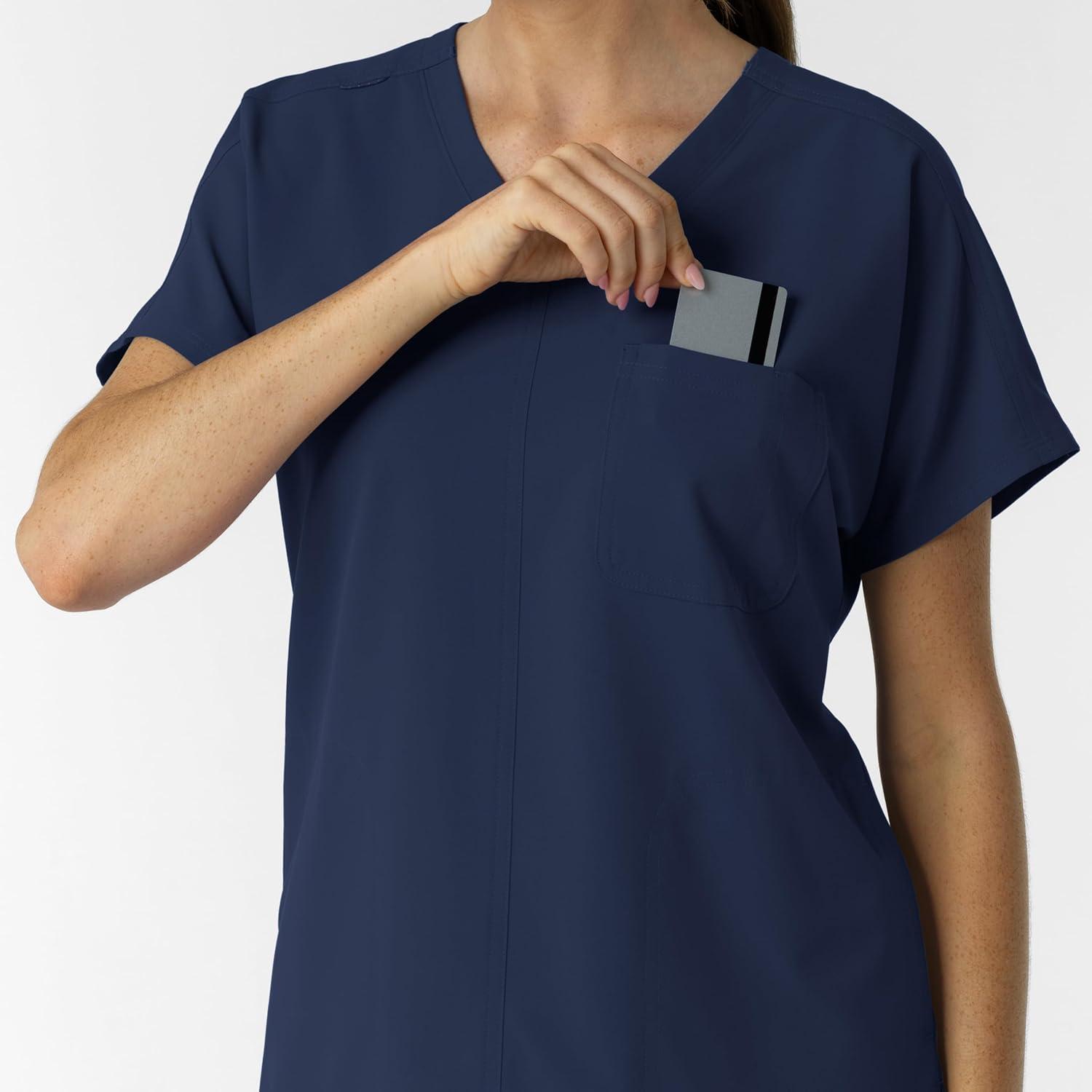 imageWink Womens Womens Drop Shoulder Tunic Scrub TopNavy