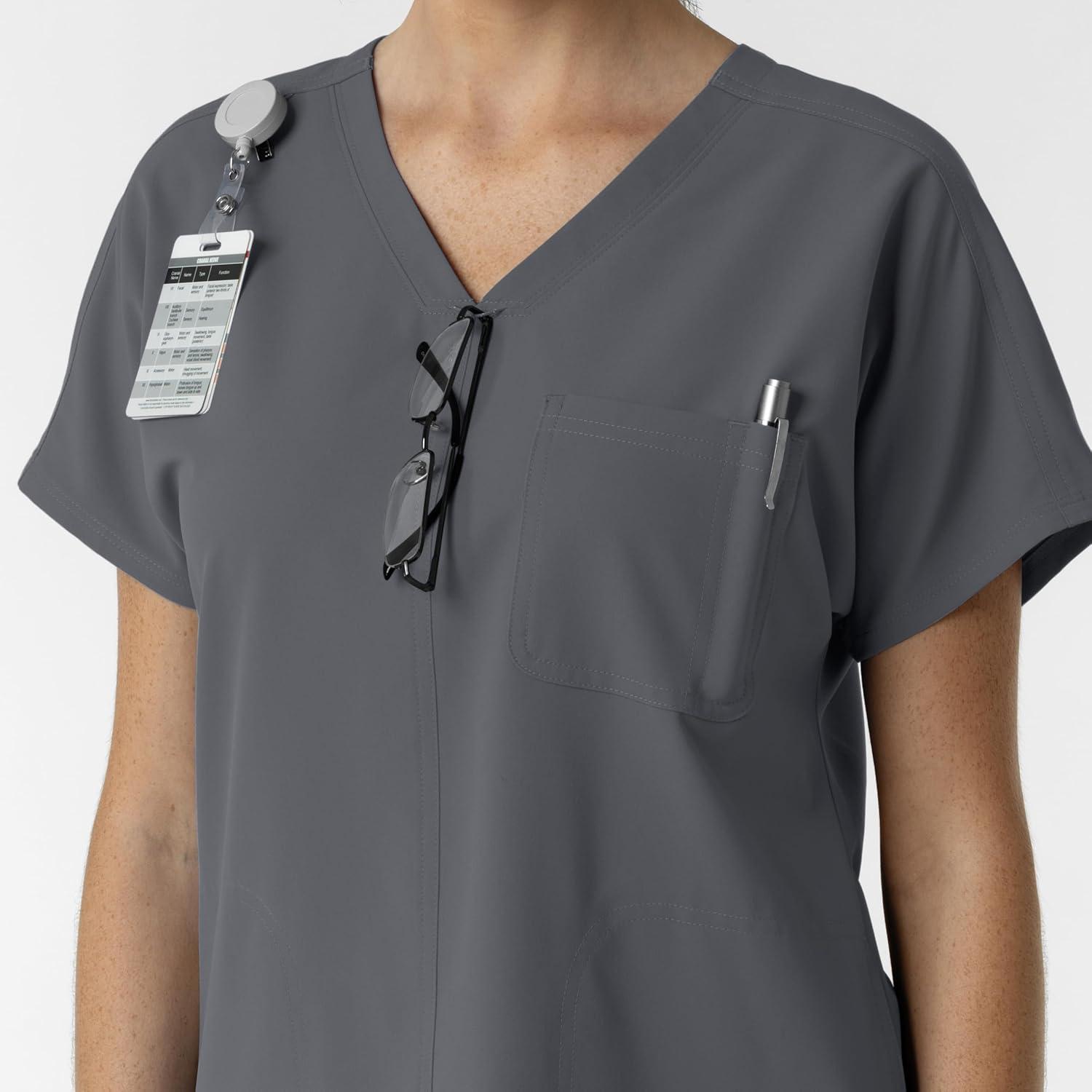 imageWink Womens Womens Drop Shoulder Tunic Scrub TopPewter