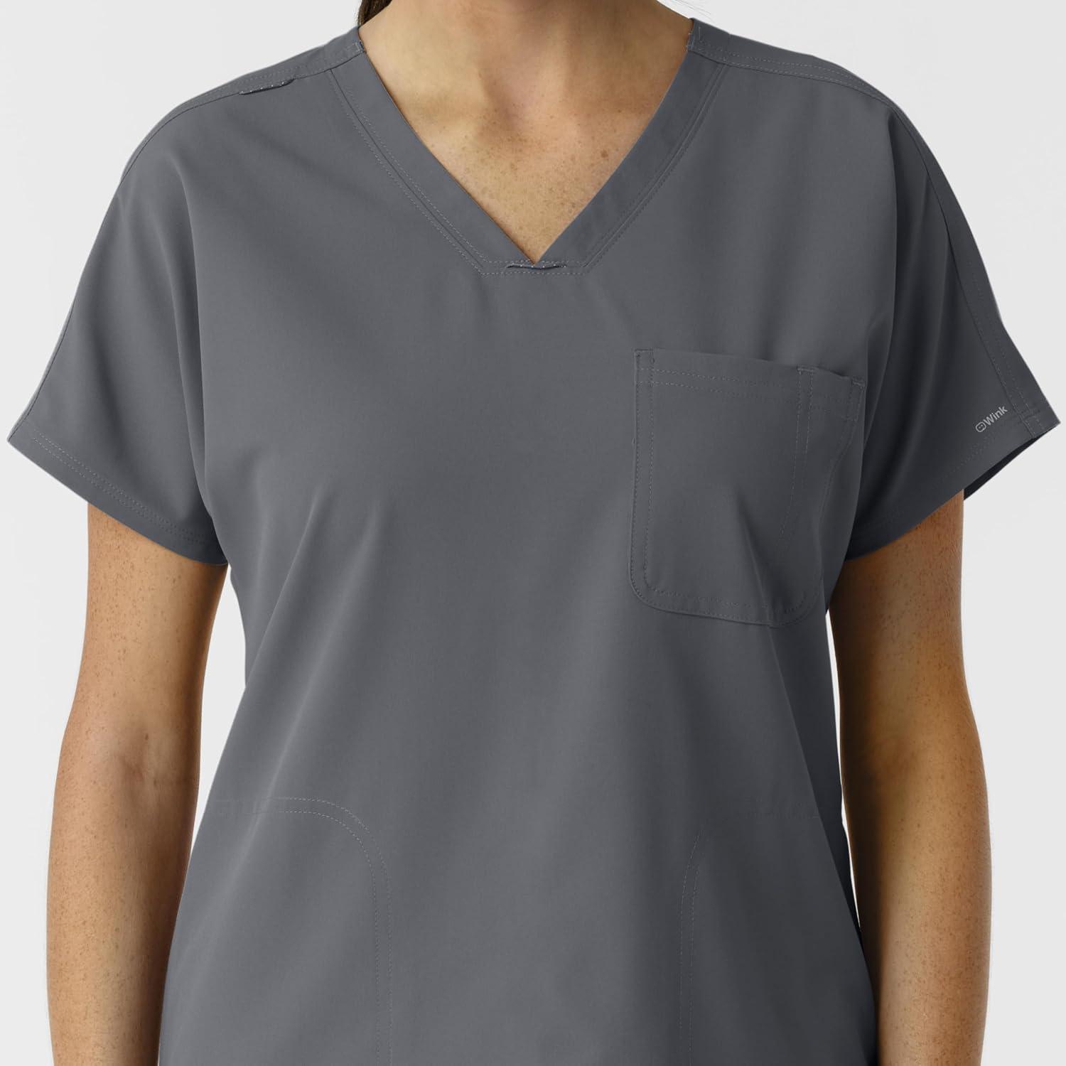 imageWink Womens Womens Drop Shoulder Tunic Scrub TopPewter