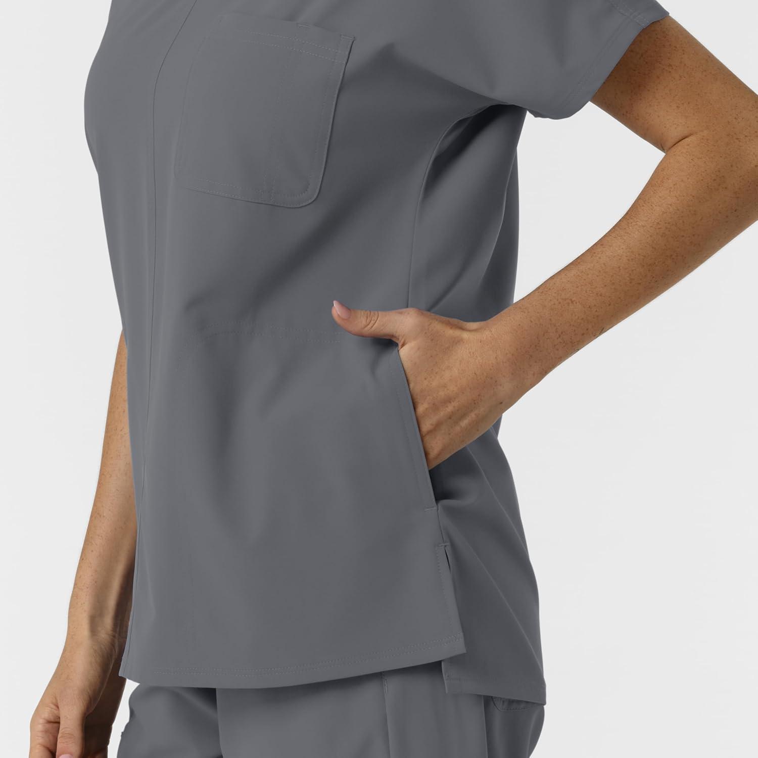 imageWink Womens Womens Drop Shoulder Tunic Scrub TopPewter