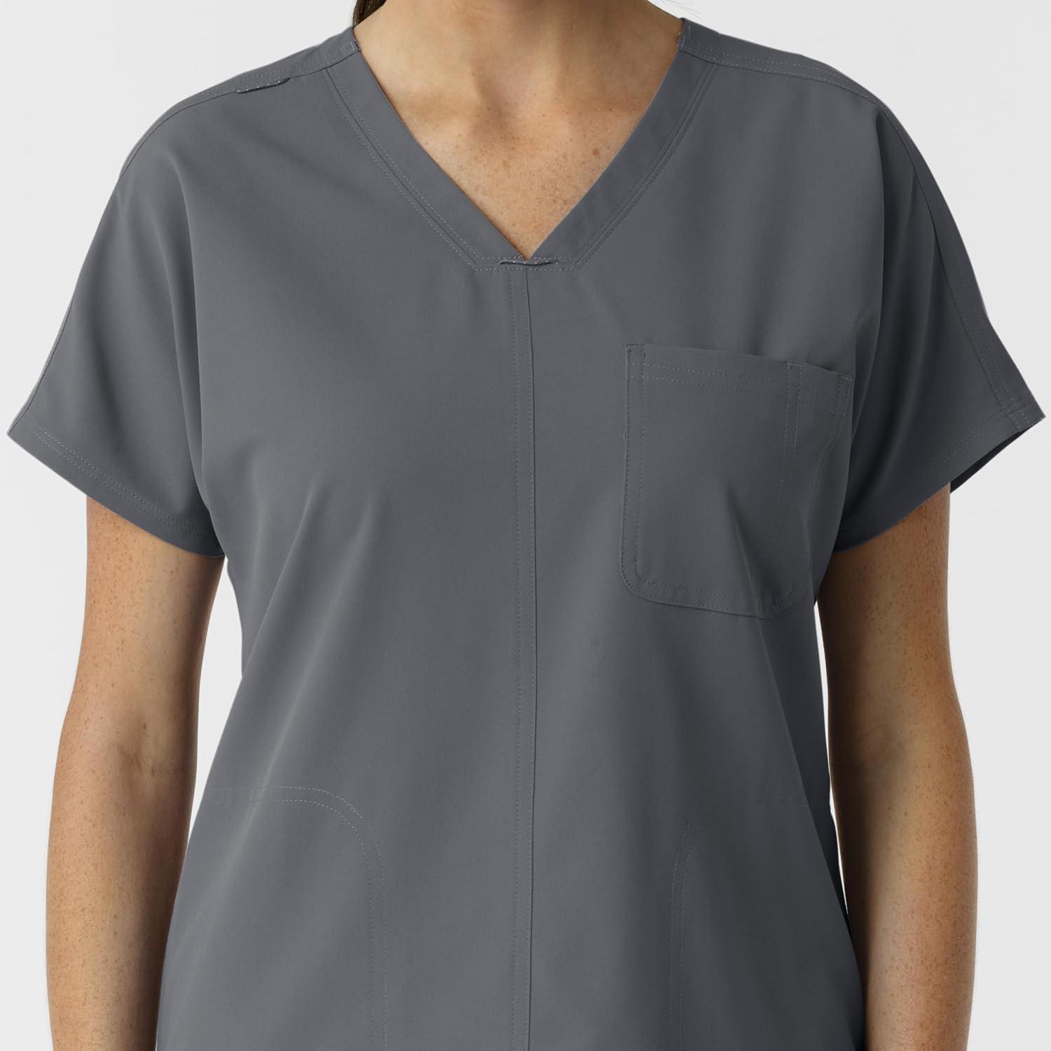 imageWink Womens Womens Drop Shoulder Tunic Scrub TopPewter