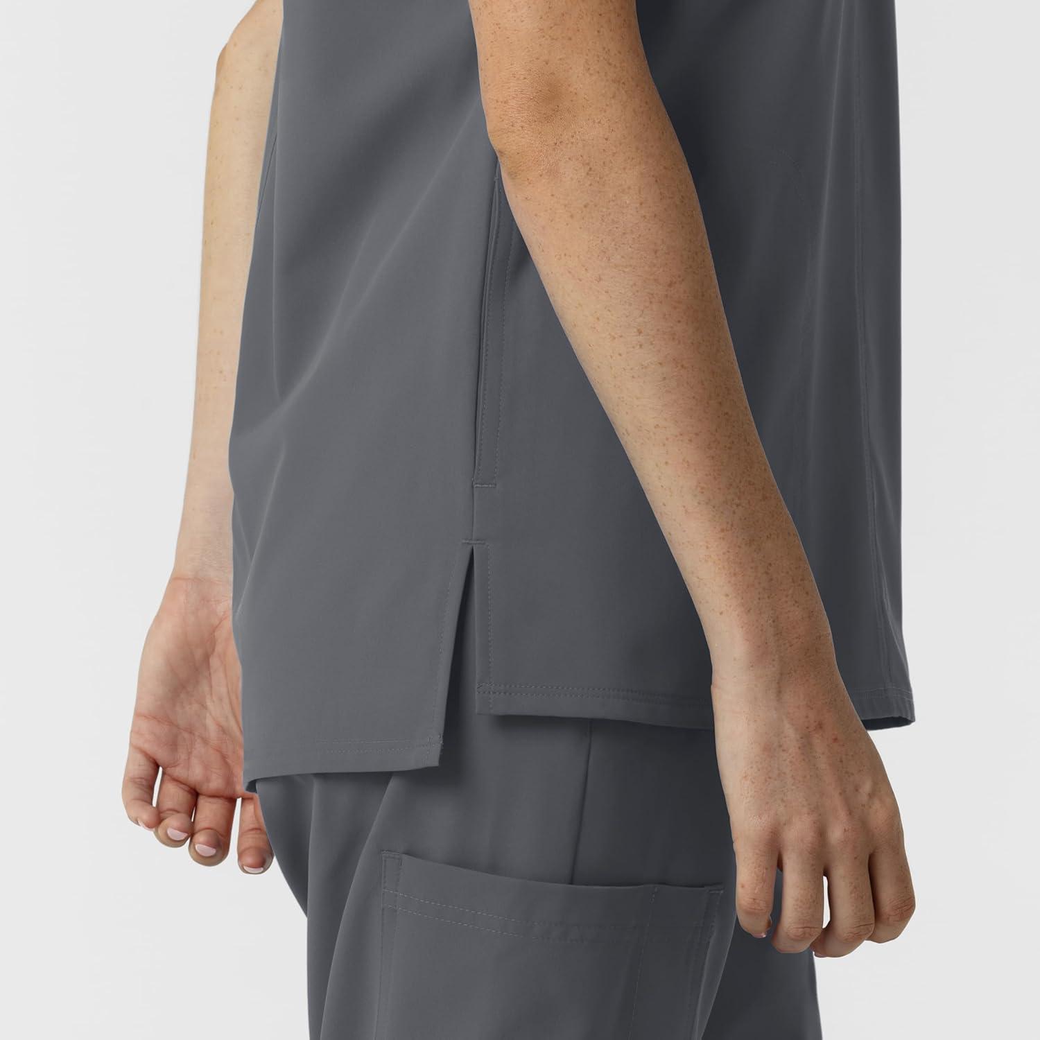 imageWink Womens Womens Drop Shoulder Tunic Scrub TopPewter