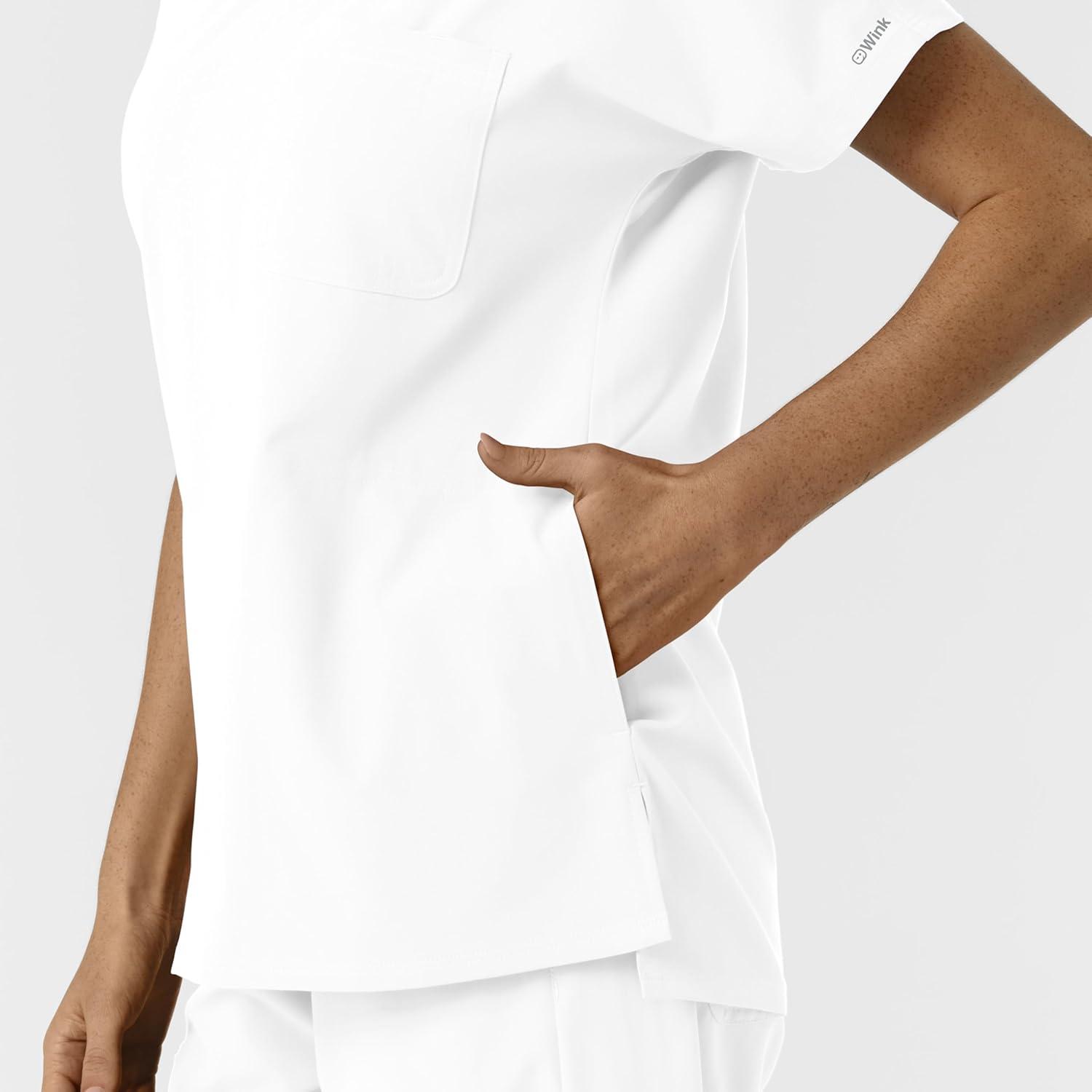 imageWink Womens Womens Drop Shoulder Tunic Scrub TopWhite