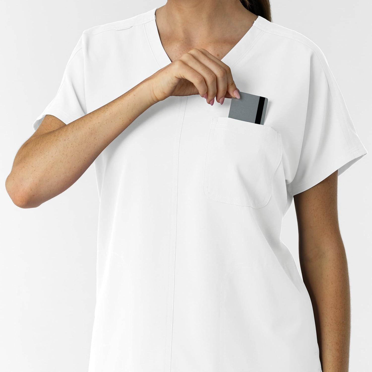 imageWink Womens Womens Drop Shoulder Tunic Scrub TopWhite