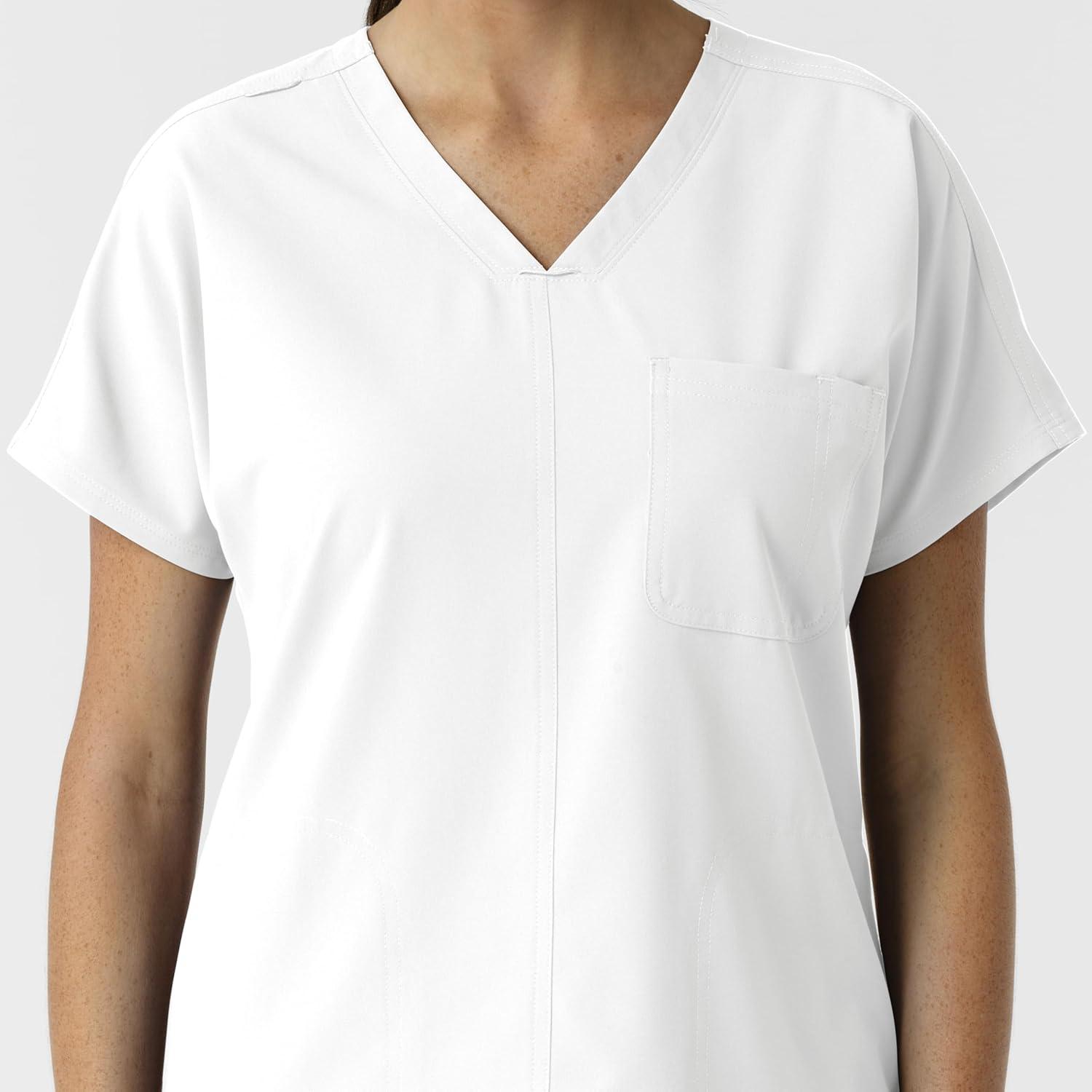 imageWink Womens Womens Drop Shoulder Tunic Scrub TopWhite