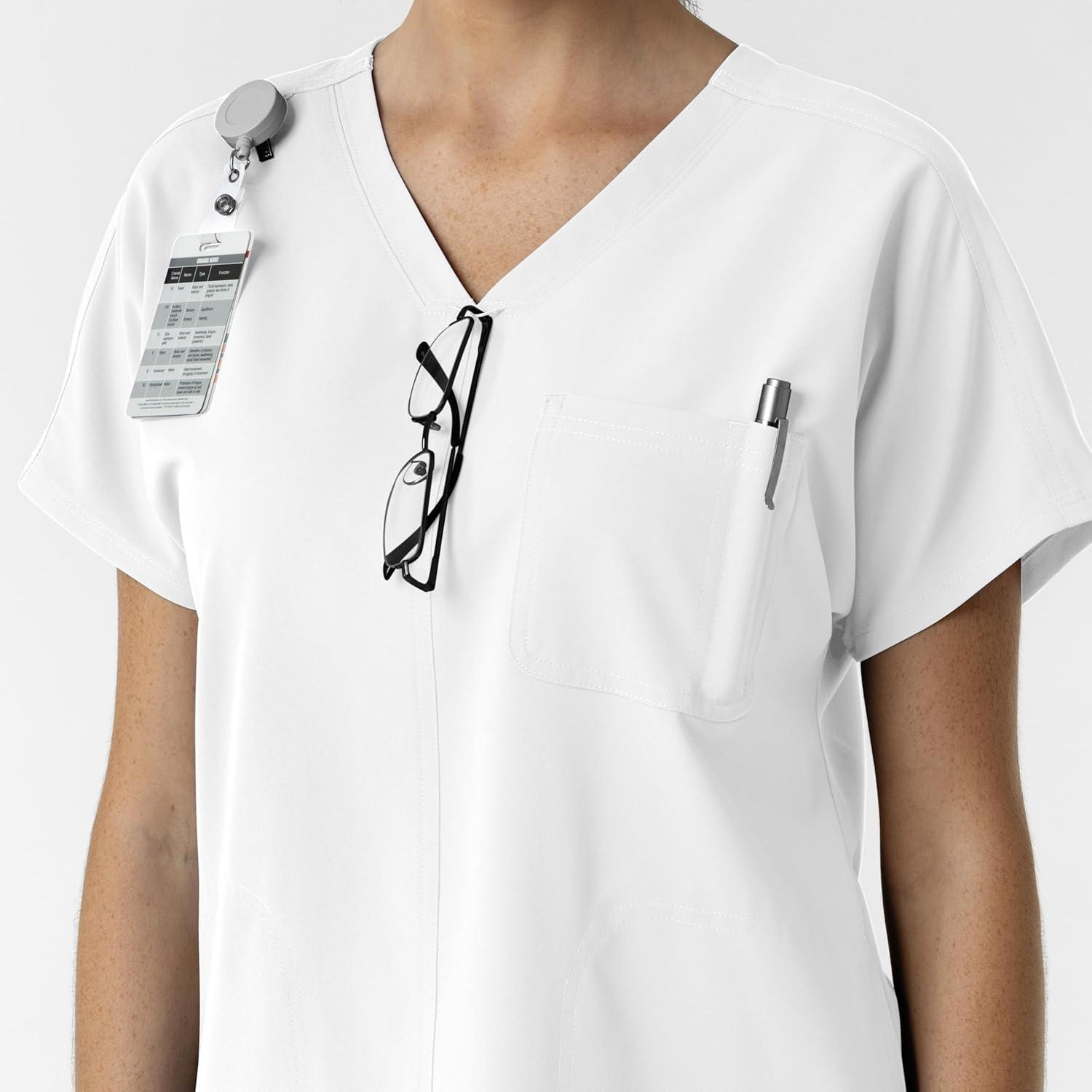 imageWink Womens Womens Drop Shoulder Tunic Scrub TopWhite