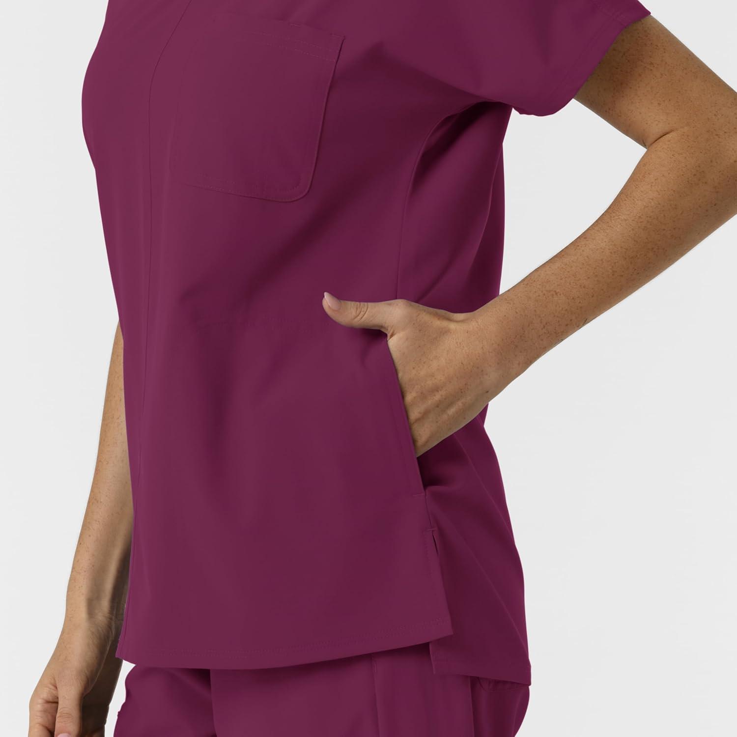 imageWink Womens Womens Drop Shoulder Tunic Scrub TopWine