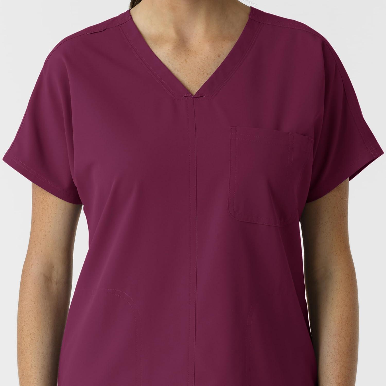imageWink Womens Womens Drop Shoulder Tunic Scrub TopWine