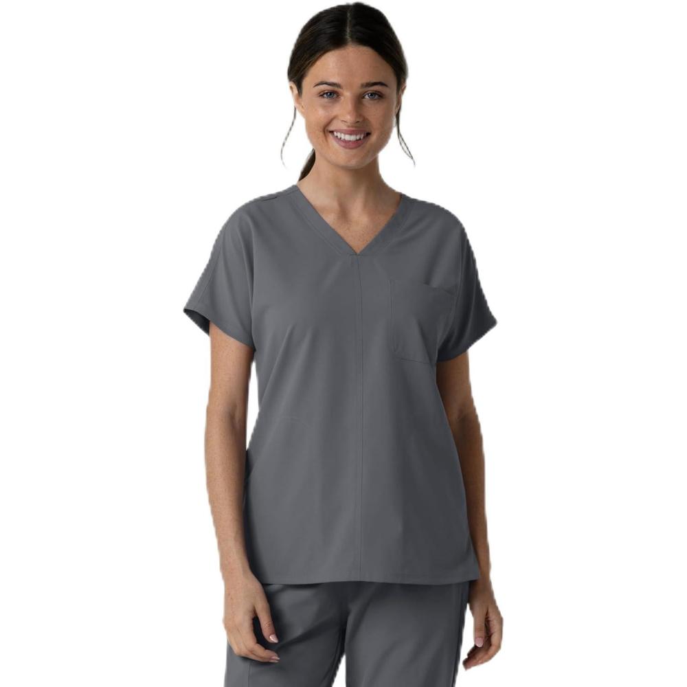 imageWink Womens Womens Drop Shoulder Tunic Scrub TopPewter