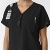 Wink Women’s Women’s Drop Shoulder Tunic Scrub Top(Black)