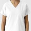 Wink Women’s Women’s Drop Shoulder Tunic Scrub Top(White)